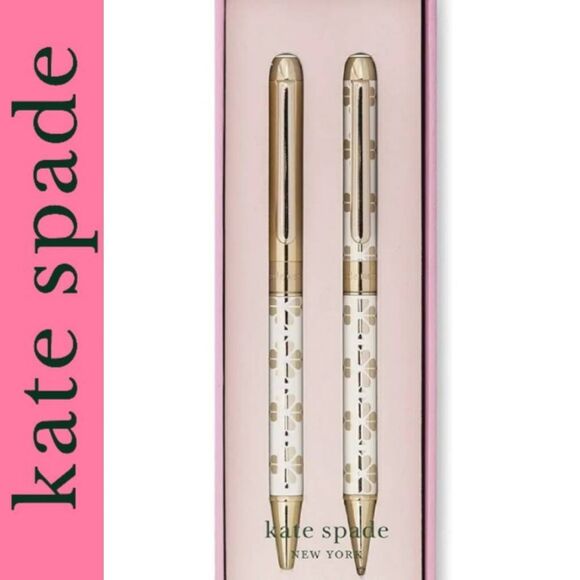 Kate Spade Black Ink Ballpoint Pen & 0.9mm Mechanical Pencil Set- Spade Flora - Picture 1 of 5